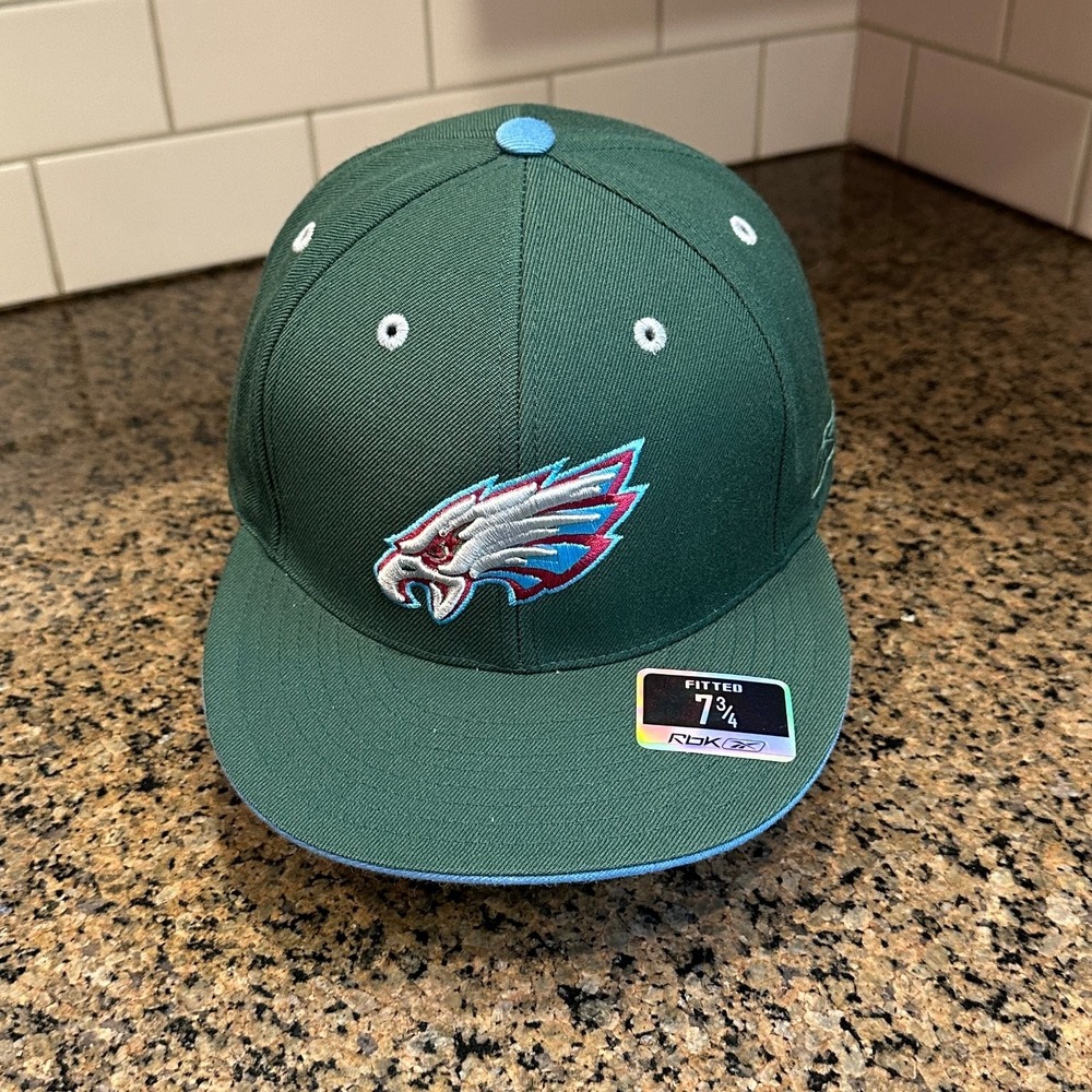 Vtg Philadelphia Eagles Reebok Fitted 7 3/4 Green Blue Wool Deadstock New